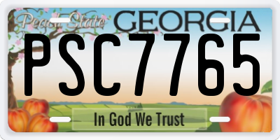 GA license plate PSC7765