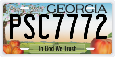 GA license plate PSC7772