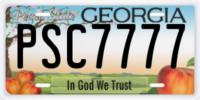 GA license plate PSC7777