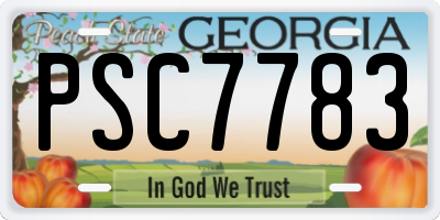 GA license plate PSC7783