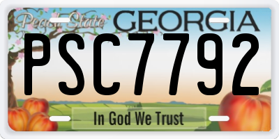 GA license plate PSC7792