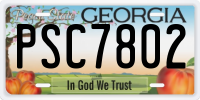 GA license plate PSC7802