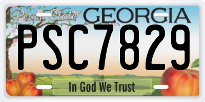 GA license plate PSC7829