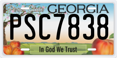 GA license plate PSC7838