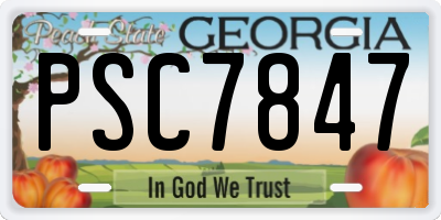 GA license plate PSC7847