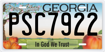 GA license plate PSC7922