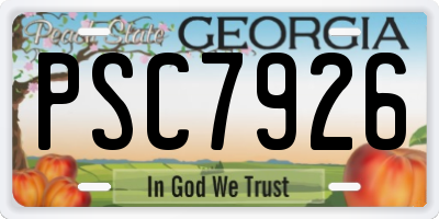 GA license plate PSC7926