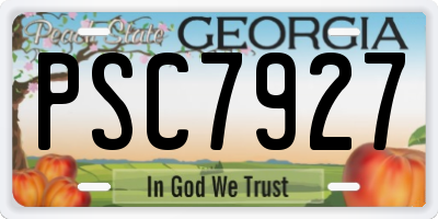 GA license plate PSC7927