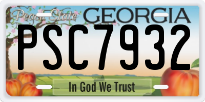 GA license plate PSC7932