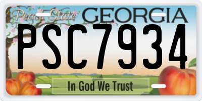 GA license plate PSC7934