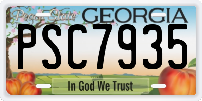 GA license plate PSC7935
