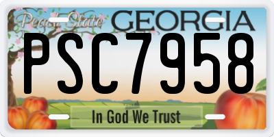 GA license plate PSC7958