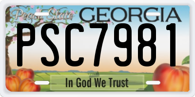GA license plate PSC7981