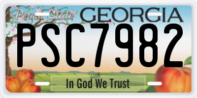 GA license plate PSC7982