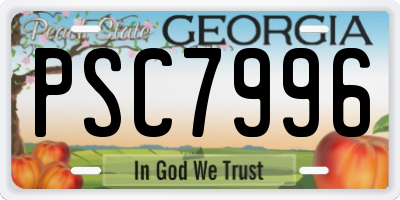 GA license plate PSC7996