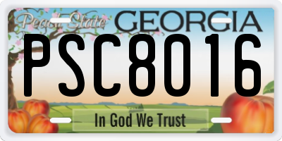GA license plate PSC8016