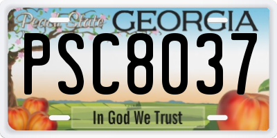 GA license plate PSC8037