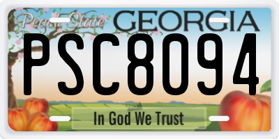 GA license plate PSC8094