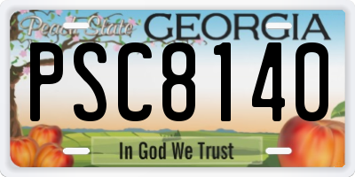 GA license plate PSC8140
