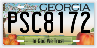 GA license plate PSC8172
