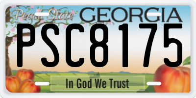 GA license plate PSC8175