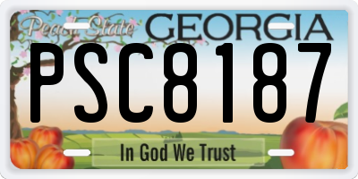 GA license plate PSC8187