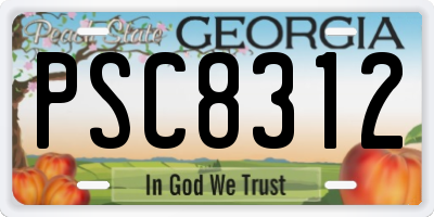 GA license plate PSC8312