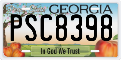 GA license plate PSC8398