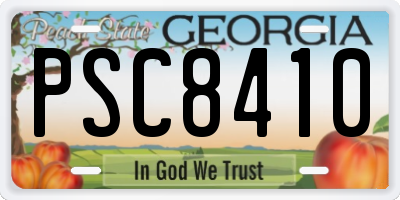 GA license plate PSC8410