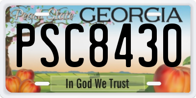 GA license plate PSC8430