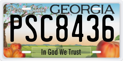 GA license plate PSC8436