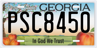 GA license plate PSC8450