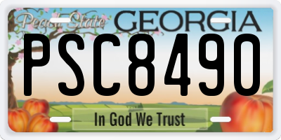 GA license plate PSC8490