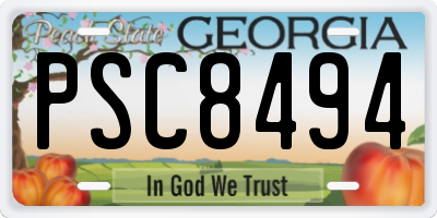 GA license plate PSC8494