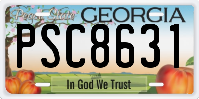 GA license plate PSC8631