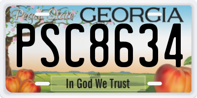 GA license plate PSC8634