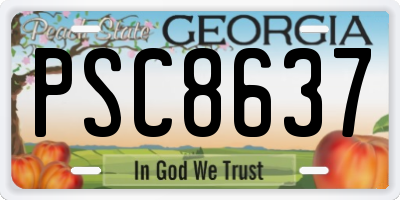 GA license plate PSC8637
