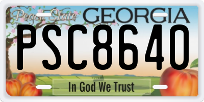 GA license plate PSC8640