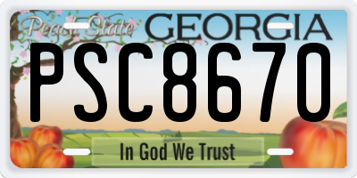 GA license plate PSC8670