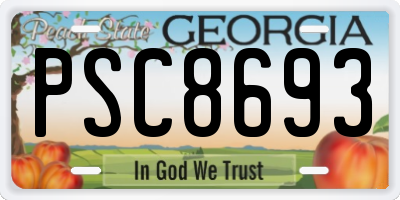 GA license plate PSC8693