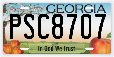 GA license plate PSC8707
