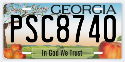 GA license plate PSC8740