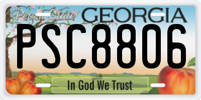 GA license plate PSC8806