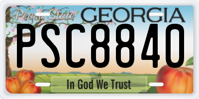 GA license plate PSC8840