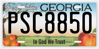 GA license plate PSC8850
