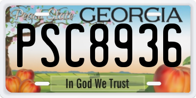 GA license plate PSC8936