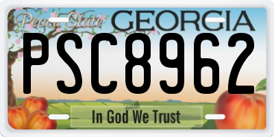 GA license plate PSC8962