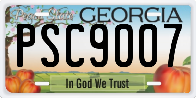 GA license plate PSC9007