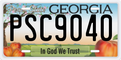 GA license plate PSC9040