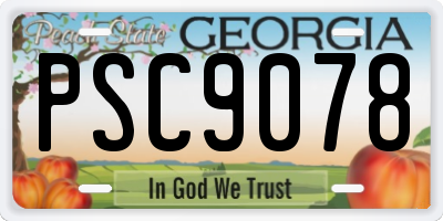 GA license plate PSC9078